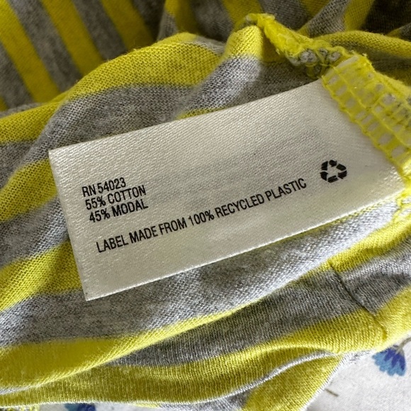 Women's Gap Cap Sleeve Medium Basic T Shirt Yellow White Grey Stripes. - Picture 6 of 10